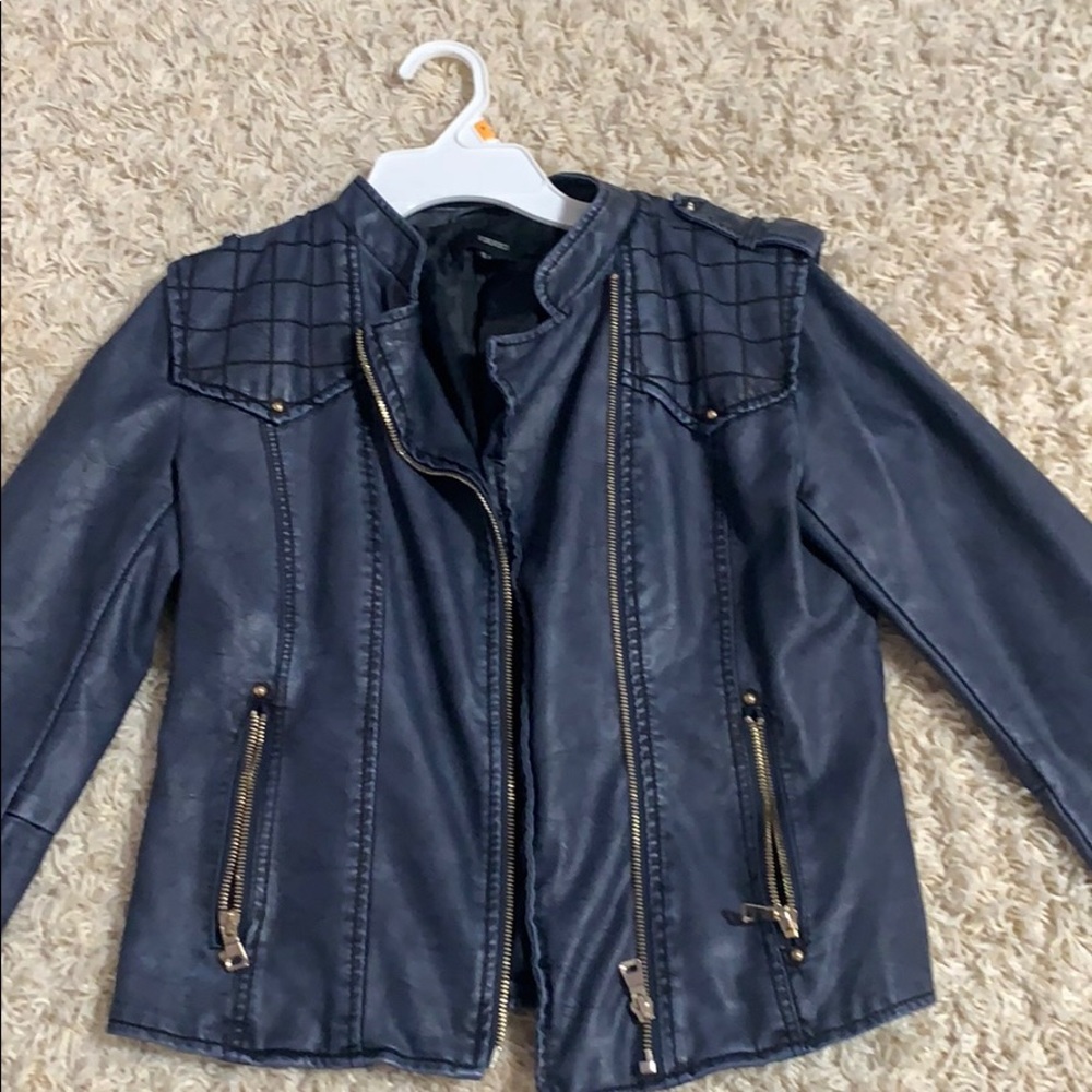 Bluish gray Leather jacket